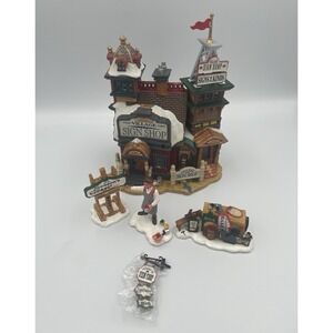NOB LEMAX CADDINGTON VILLAGE Sign Shop 2003 Christmas Retired 35884M Light Cord